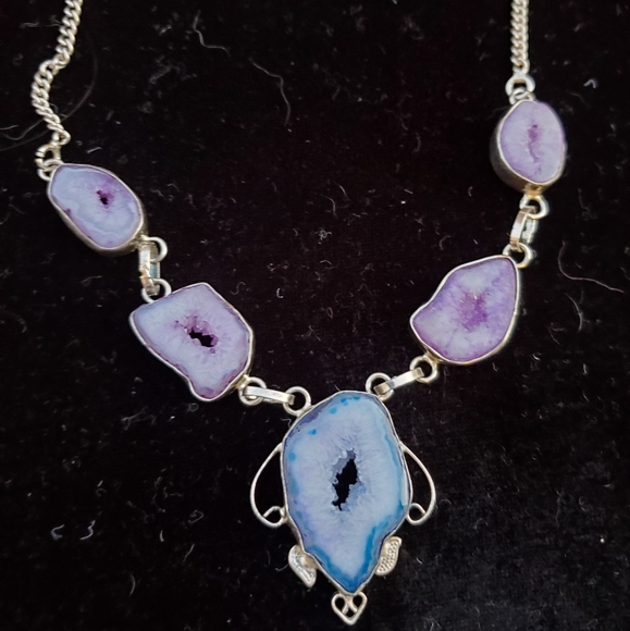 New Solar Quartz 925 Silver Necklace. - Picture 2 of 9